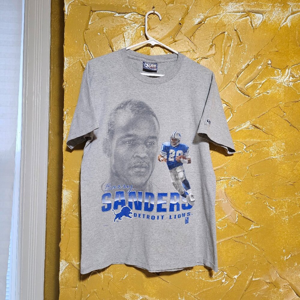 Vintage Lee Sport 1990s Era Barry Sanders Detroit Lions Graphic Tee T-Shirt Size